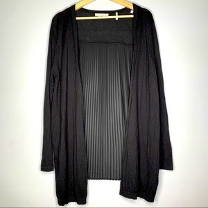 Sandro Gizette Black Pleated Long Cardigan Silk M